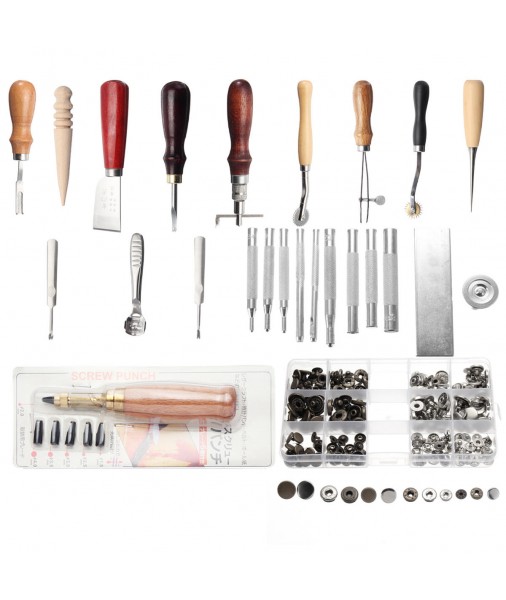 Leather Craft Tool Set Handmade Leather Goods For Stitching Sewing Punches Carving Hand Tools